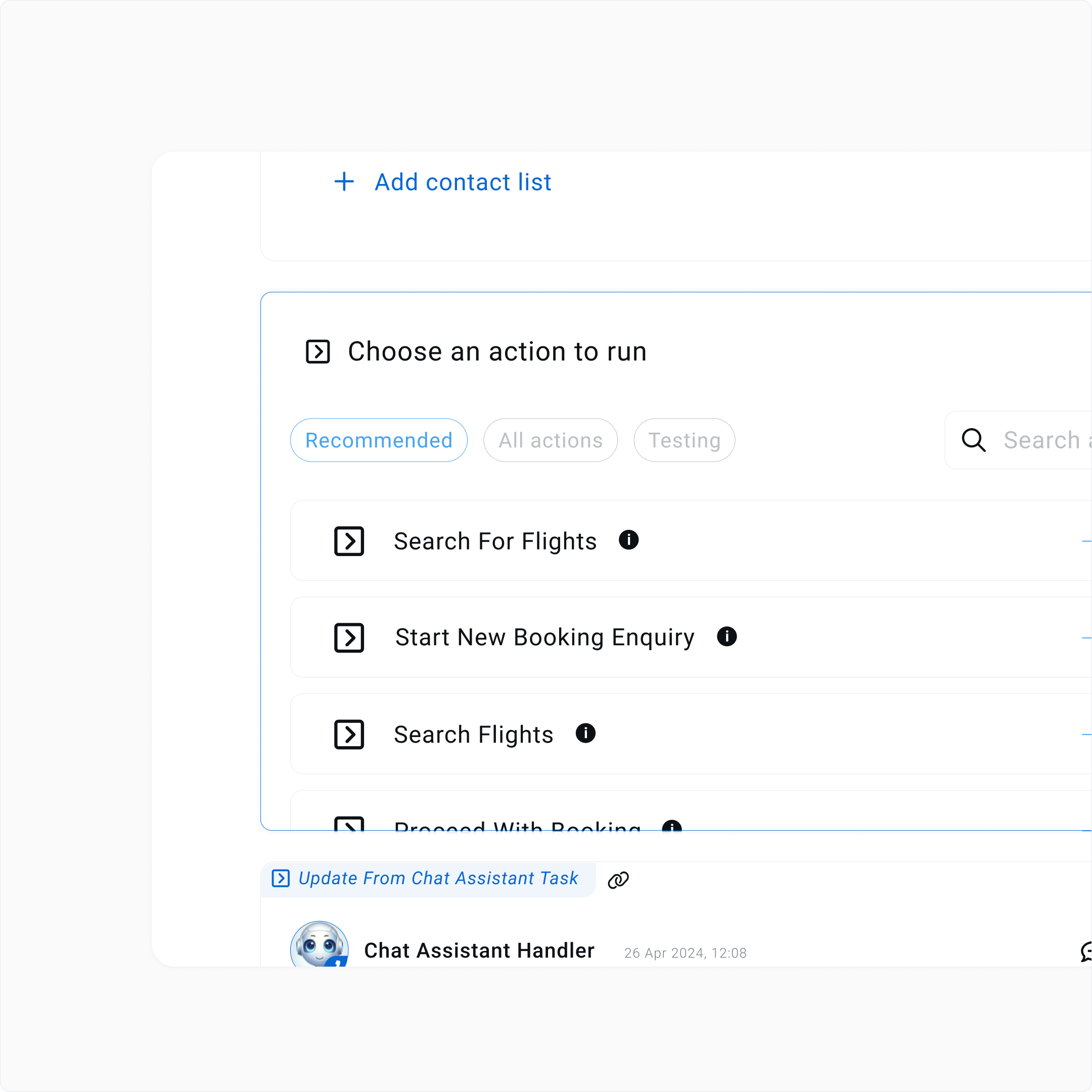Choose an Action to run in Stubber