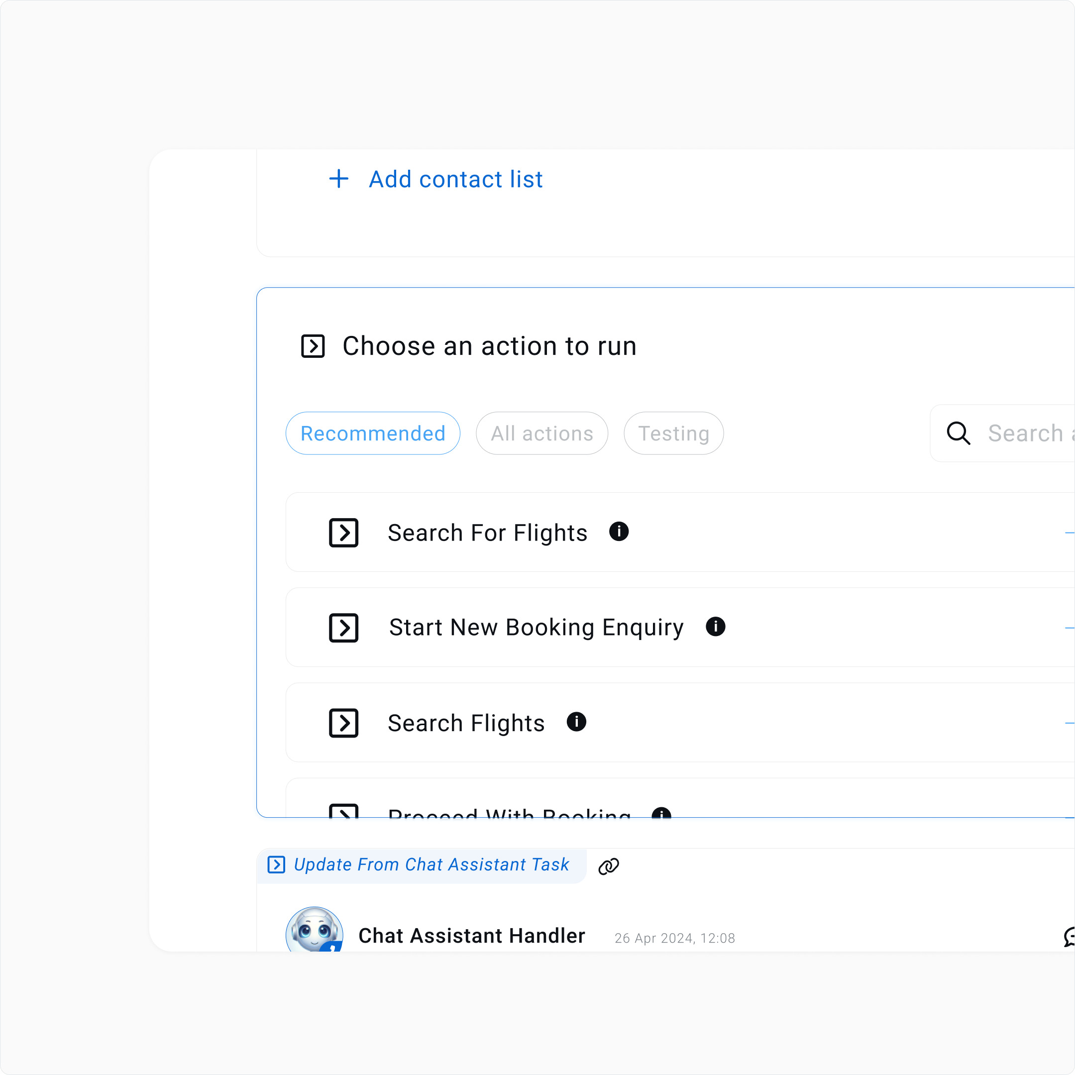 Choose an Action to run in Stubber