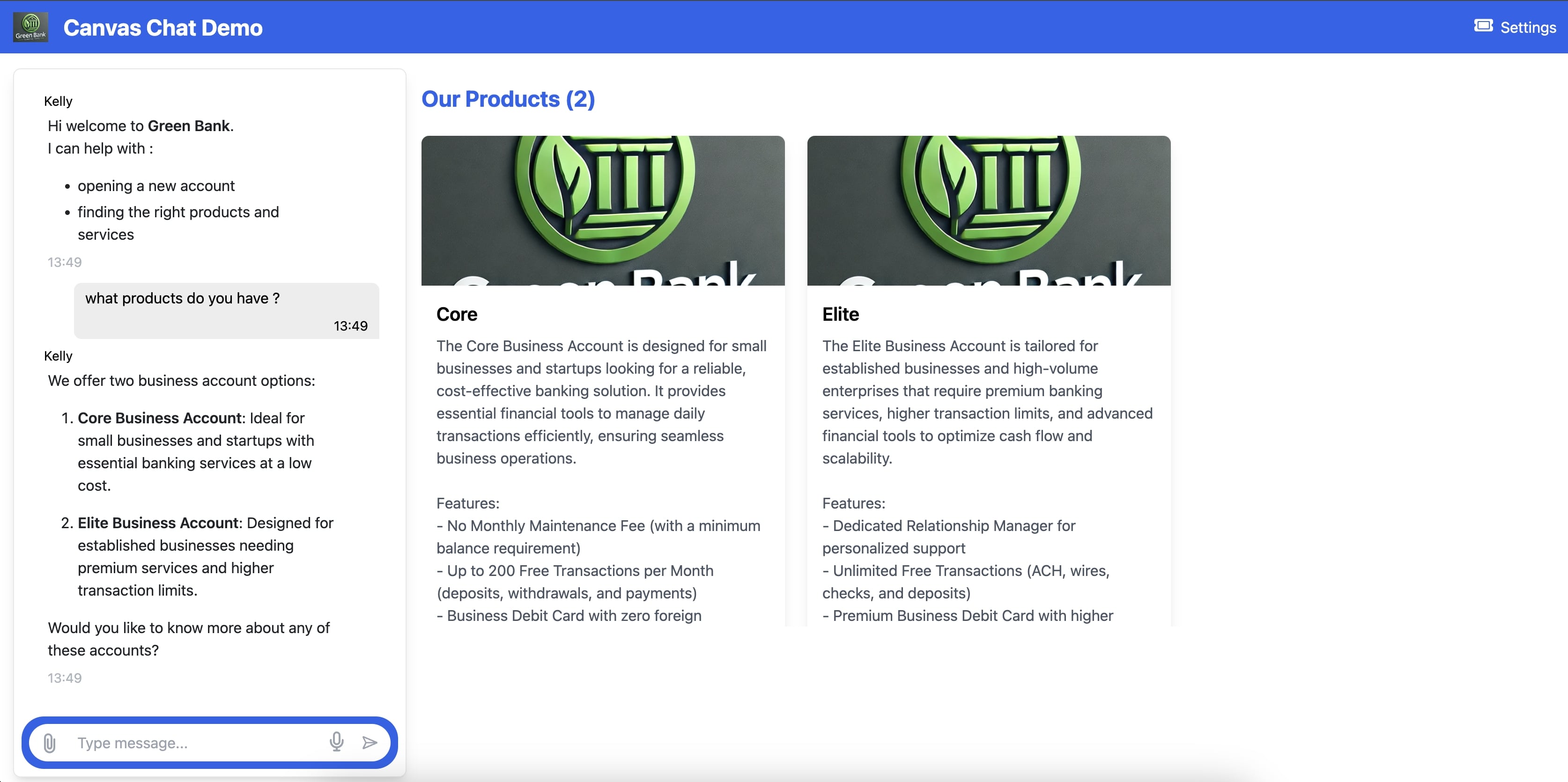 Bank Conversation Demo